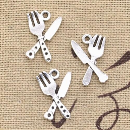 20pcs Charms Cutlery Knife Fork 20x14mm Antique Silver Color Plated Pendants Making DIY Handmade Tibetan Silver Color Jewelry