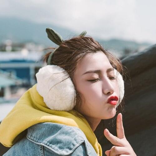 2019 Hirigin Brand Winter Women Solid Faux Fur Earmuffs Cute Warm Bow Earwarmer Foldable Fleece Elastic Headband