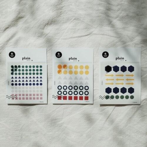 3sheets Korea Suatelier Scrapbooking Label Sticker Colorful Geometry Stationery DIY Craft PVC Decoration Home Supplies