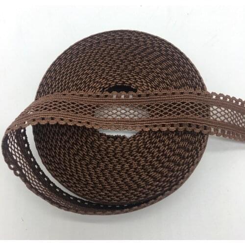 5Yards/lot 5/8" 15mm Coffee Bilateral Lace Grid Fold Over Elastic Spandex Lace Ribbon