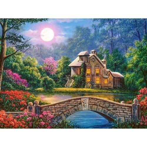 5D DIY Diamond Painting landscape Villa Cottage Cross stitch Full Square Diamond Embroidery Mosaic Picture Rhinestone Home Decor