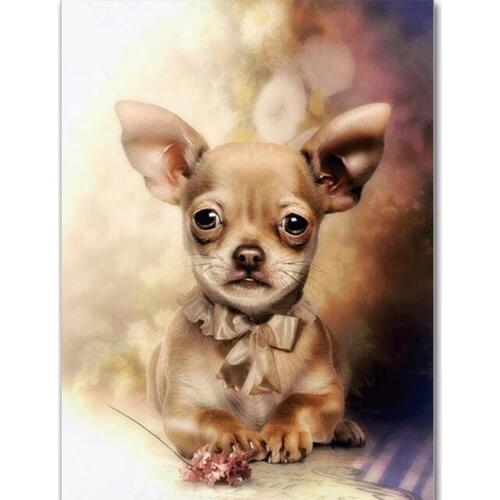 Full drill 5D DIY diamond embroidery chihuahua face square diamond painting Cross Stitch cute dog Rhinestone mosaic home decor