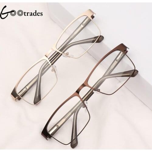 Men Business Progressive Multifocal Anti-Blue Light Reading Glasses Titanium Alloy Frame Len Male Eye Protection Vision Care