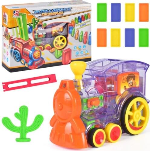 Electric Domino Train Car Vehicle Model Automatic Set Up Colorful Plastic Dominoes Toys Educational Toys Kids Gift