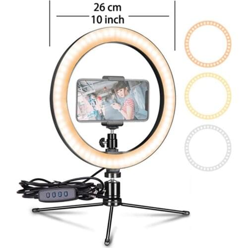 2020 26CM Photography Lighting Phone Ringlight Tripod Stand Photo Led Selfie remote Ring Light Lamp TikTok Youtube Live Holder