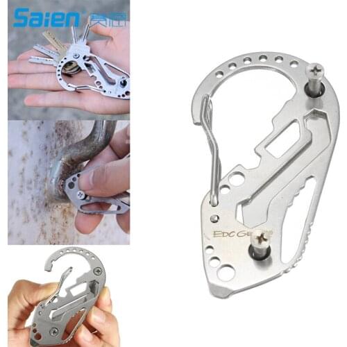Stainless Outdoor Multi-Function Key Ring Survival Life-Saving Portable EDC tools for outdoor climbing buckle