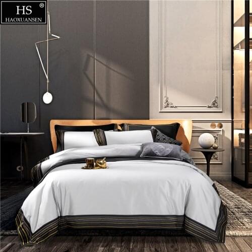 Grey Fabric Multicolour Stripes Design 4Pcs Yarn Dyed Jacquard Bedding Sets Bed Linens King Size Duvet Cover Pillowcase Bedsheet