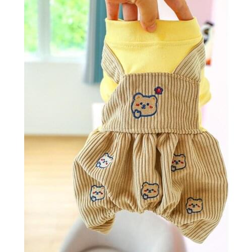 Patchwork Stylish Dog Warm Four-legged Overalls Unisex Pet Overalls Cartoon Print Puppy Costume