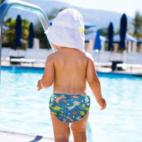 Megartico Boys Blue Reusable Swim Diaper Baby Swimming Pants Waterproof Adjustable Infant Dinosaur