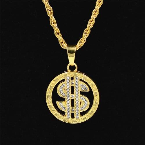 2021 Europe And America Hip Hop Street Fashion Man Necklace Set American Dollars Rotation Pendant Necklace Nightclub Clubbing
