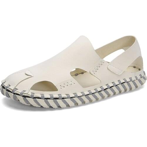 Mens Sandals 2019 New Beach Shoes Summe Hand-woven Casual Roman Slippers