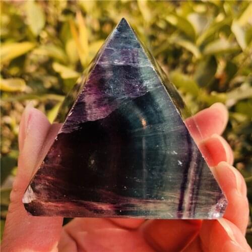 Natural Color Fluorite Pyramid Energy Ornaments Buddha Crystal Tower Original Stone Home Feng Shui Energy Ornaments