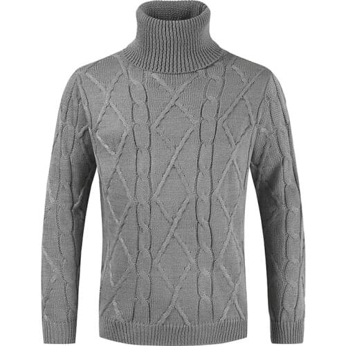 New Winter Turtleneck Sweaters Men Knitted Pullover Casual Geometric Knitting Warm Sweaters Men Thick Turtleneck Pullovers