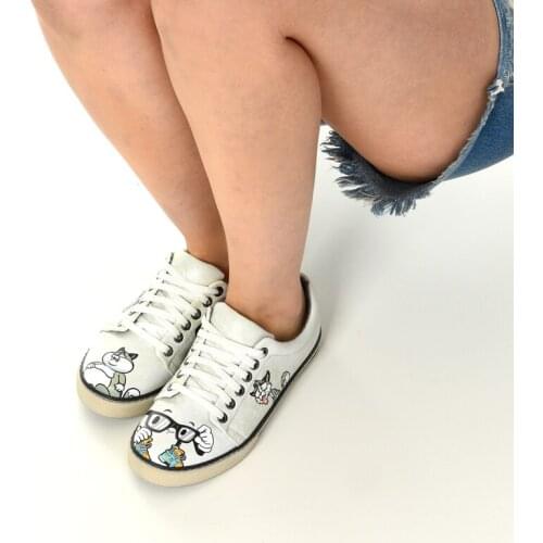 NEW SEASON GRAY CAT PATTERN SPECIAL DESIGN WOMEN SNEAKERS