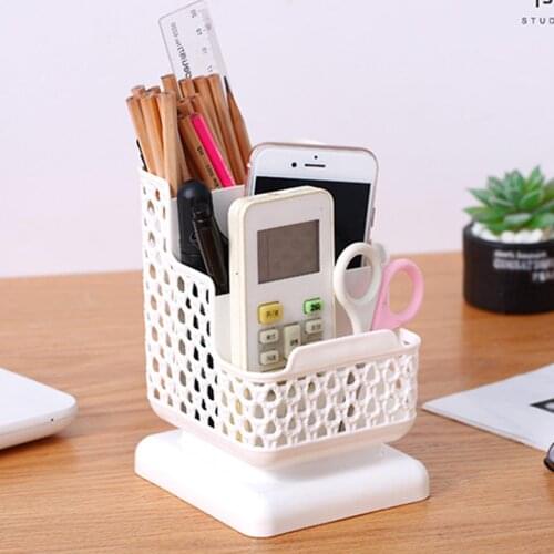 Office Organizer Desktop Pen Storage Box Pencil Brush Pot Pen Holder Makeup Brush Plastic Container Sundries Desk Organi E7