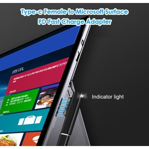 PD Fast Charging Converter 15V/3A USB C Female Type C Power Adapter Connector for Surface Book 1 2 3 Adapter