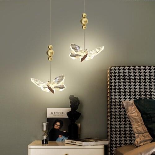 Nordic Modern Butterfly LED Pendant Light For Bedroom Living Dining Study Room Aisle Kitchen Bedside Indoor Decor Light Fixture