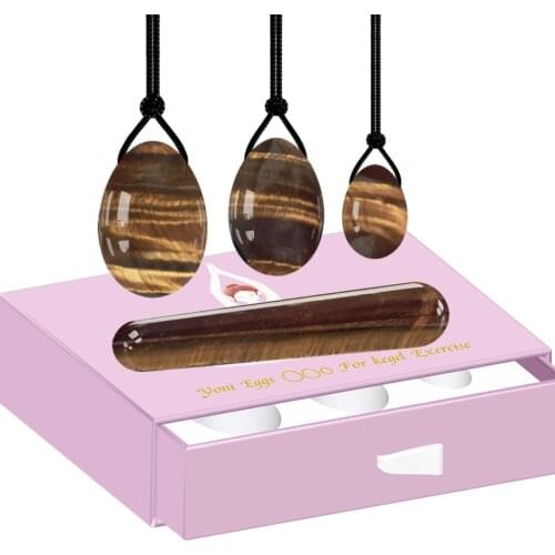 Drop Shipping Yoni Egg Set Tiger eyes Yoni Wand Drilled Jade Eggs Kegel Exerciser Undrilled Love Eggs Feminine Hygiene Product