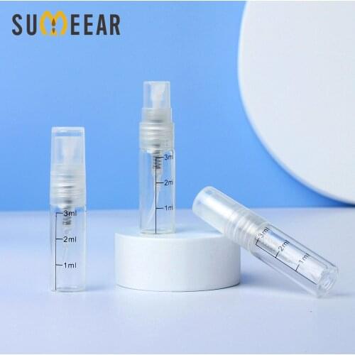 100 Pieces/Lot 3ml Empty Perfume Bottle Plastic Spray Atomizer Portable Travel Cosmetic Container Scale Bottles