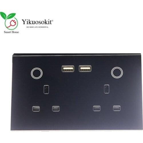 Smart Home Tuya Smart Life 2Gang UK Power Plug WIFI Wall Socket Double USB Charging Port AC100-240V