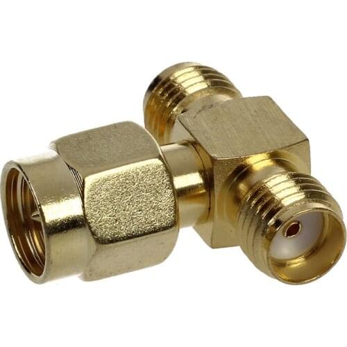 SMA Male to Two SMA Female Triple T RF Adapter Connector 3 Way Splitter NEW