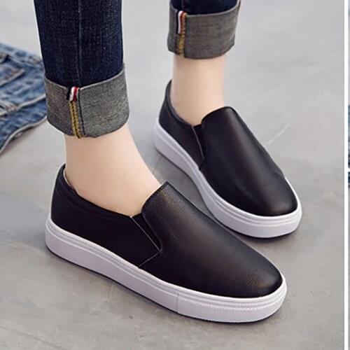 Tilocow Platform Genuine Leather Lazy Shoes Woman Shallow Slip On Loafers Women Casual Flats Womens Solid Sports Flats Footwear