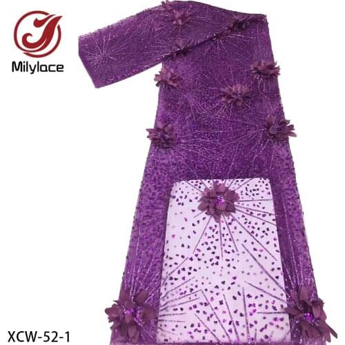 Nigerian 3D Flower Lace African Lace Fabric 2021 High Quality Lace with Sequin French Lace Fabric for Dress XCW-52