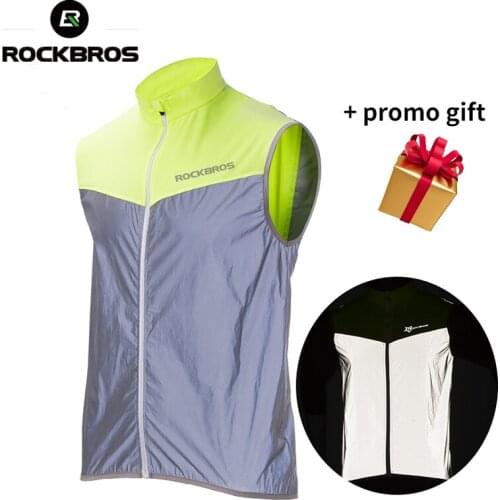 ROCKBROS Cycling Jacket Sleevesless Bike Jersey Bicycle Reflective Outdoor Vest Running Night Walking Coat Breathable