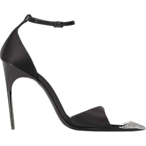 Brand Plus Size Leather Shoes Women Ankle Strap High Heel Sandals Party Stilettos Shoes Sapatos De Mujer