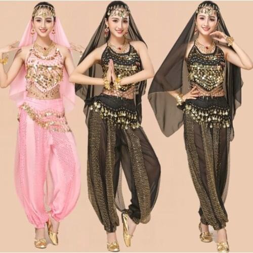 Adult Bellydance Costume for Women 4pieces Suit Belly Dance Costume Oriental Performance 4pcs set Black Belly Dancing Clothing