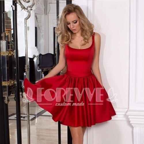 Fashion Burgundy Satin Short Prom Dress 2019 Square Collar Bow Prom Dresses Party Gowns Formal Dress Vestido De Festa Curto