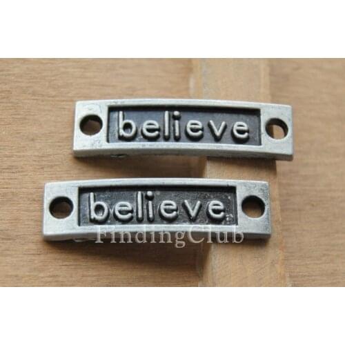 15pcs Black Letter Believe Connector Inspiration Charms Metal Bracelet Necklace Jewelry Findings A466