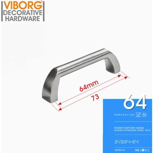4 Pieces) VIBORG 64mm 304 Stainless Steel Casting Modern Kitchen Cabinet Cupboard Door Handle Pull Drawer Pulls Handles,SV204