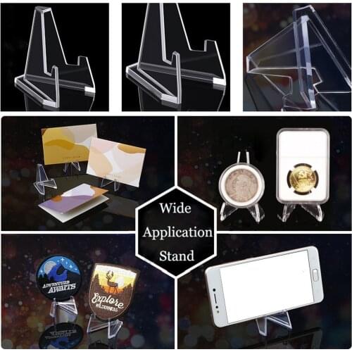 40Pcs Acrylic Display Stands Easels Racks Small Showing Shelf for Collections Phone Game Card Picture Coin Medal Holder