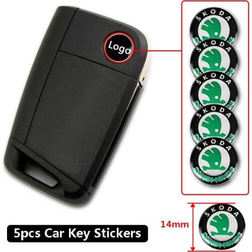 5pcs Car Remote Key Badge Emblem Replacement Button Stickers For Skoda Octavia a5a 7 2 Fabia Kamiq Rapid Kodiaq Yeti Superb