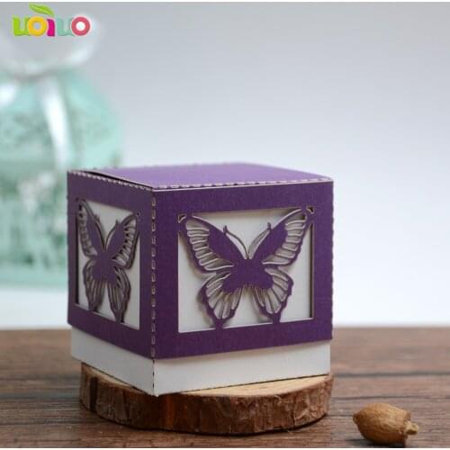 50pcs/set 3D Butterfly Candy Box Wedding favors Decor DIY Candy Cookie Gift Boxes Wedding Party Candy Box with Ribbon