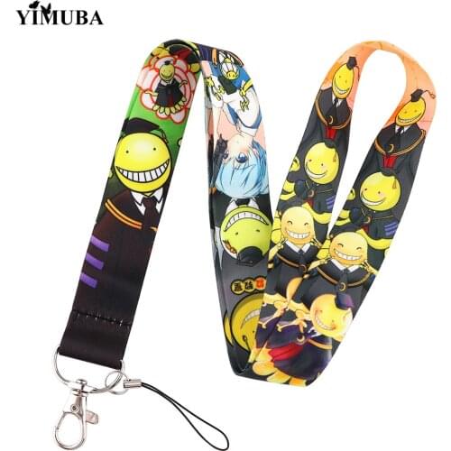 Anime Assassination Classroom Korosensei Cosplay Lanyards Keychain Soft Cartoon Webbing Straps Key Chain Ring ID Badge Holder
