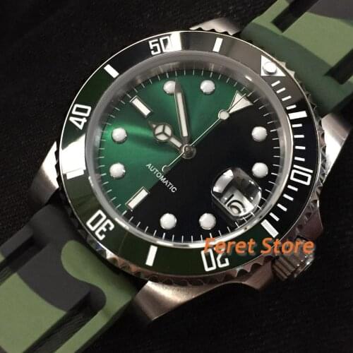 Bliger 40MM Camouflage style sapphire glass sterile dial GMT date window ceramic bezel luminous automatic mens top luxury watch