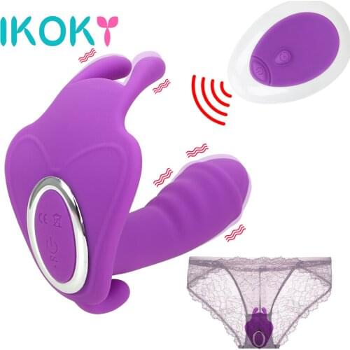 IKOKY Wearable Butterfly Dildo Vibrator G Spot Massager Vibrating Panties 10 Speed Sex Toys for Women Clitoris Stimulator