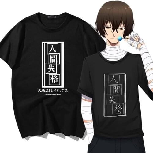 Anime Bungo Stray Dogs T-shirt Male Dazai Osamu Short Sleeve Tops Casual Shirts Tee Unisex Harajuku Manga Cartoon T Shirt Men