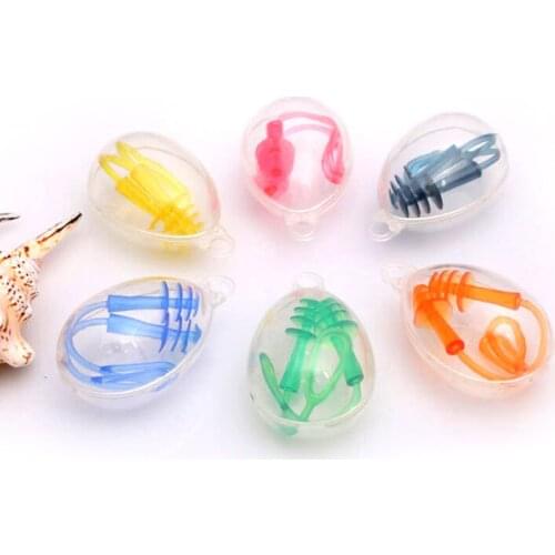 H786 Swimming earplug anti lost can hang on the goggles Spiral silicone earplugs for swimming and diving earplugs