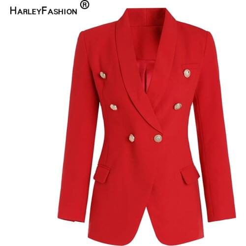 HarleyFashion Elegant Design Calssic StyleWomen Long Blazer Solid Color Black/White/Red Casual Slim Javkets Outerwear Blazers