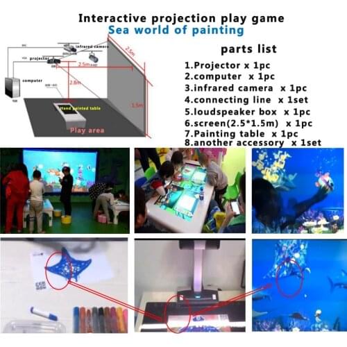 3D interactive projection play games sea world of painting,kids Puzzle Game