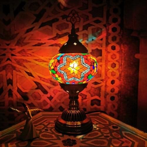 Moroccan lamps national wind restoring ancient ways exotic flowers Turkey bedroom living room study desk lamp