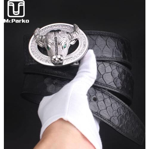 McParko Snakeskin Belt For Men Genuine Leather Belts Luxury Python Waist Belt For Jeans Fashion Brand Original Design Gift Strap