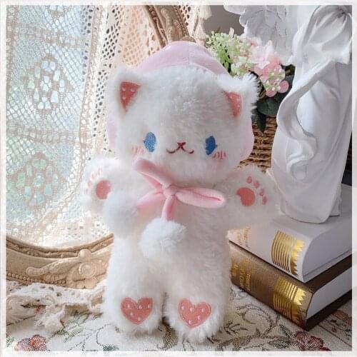 Soft Girl Kawaii Plush Strawberry Cat Doll Messenger Bag Toys Cute Sweet Lolita Furry Shoulder Bag Cosplay Kawaii JK Handbag