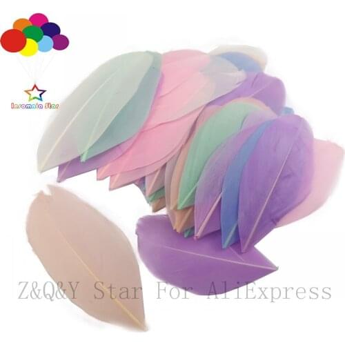 Natural 5-9CM goose feather hard floating head dyed light mixed color 100PCSDIY craft jewelry bubble ball decorative feather