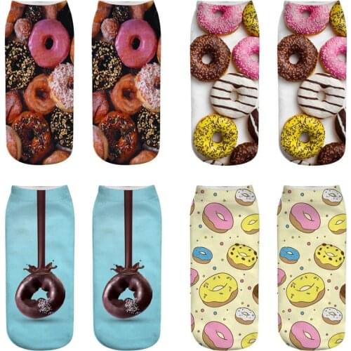 3D Digital Printed Socks Home Food Donuts Socks Cartoon Printed Socks