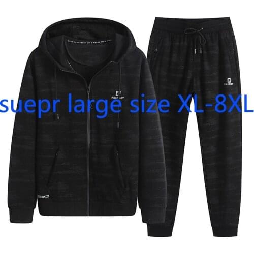 New Arrival Fashion Suepr Large Spring Men Fashion Casual Hooded Knitted Sweatshirt Jacket+trousers Plus Size XL-5XL 6XL 7XL 8XL