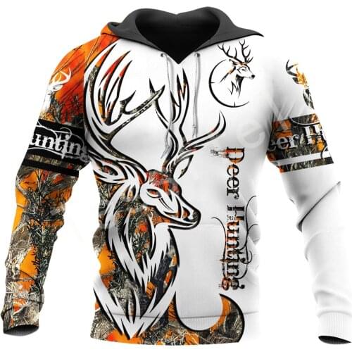Tessffel Deer Hunting Orange Camo 3D All Over Printed New Mens Sweatshirt Harajuku Zipper Hoodie Casual Unisex Jacket Pullover